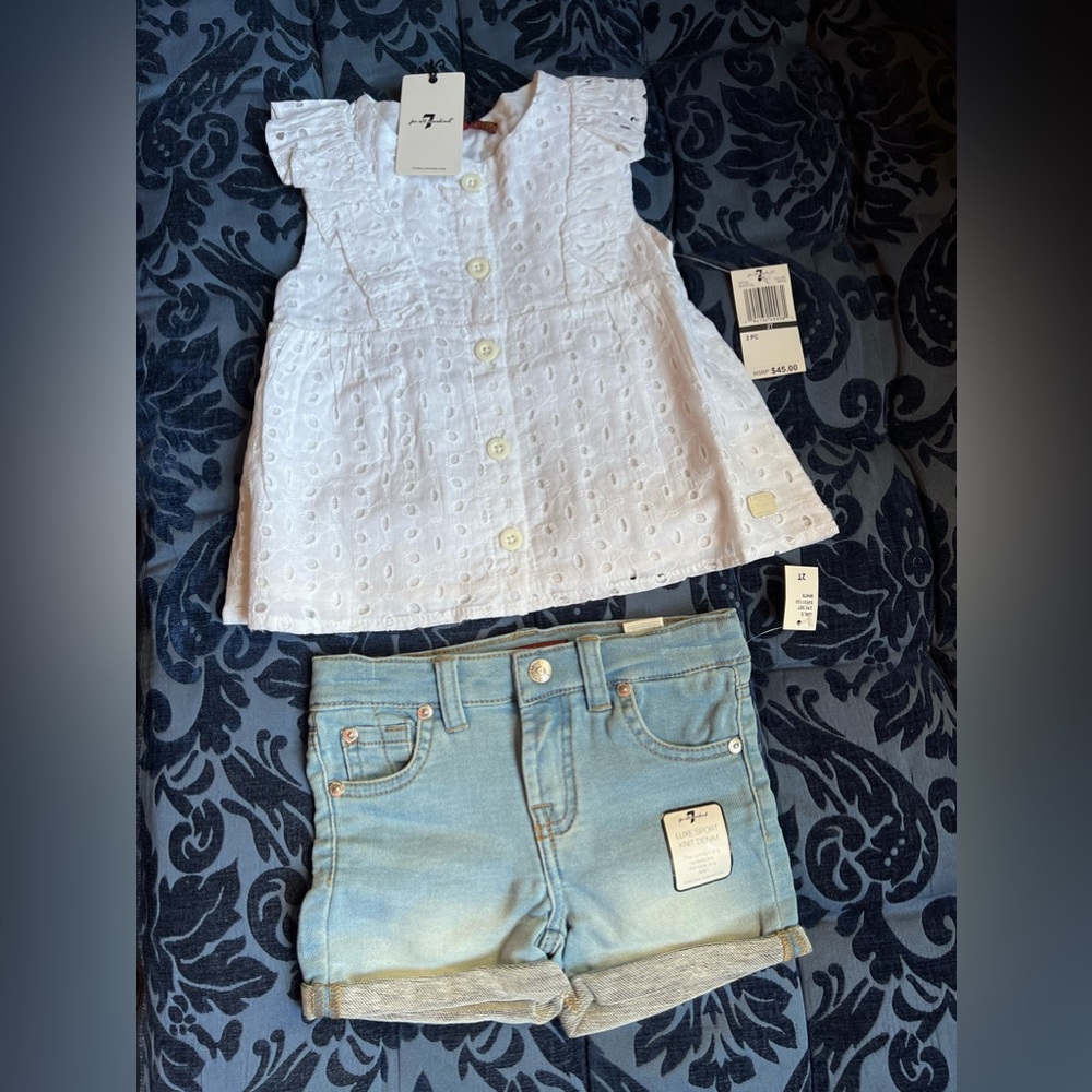 7 For All Mankind Girls 2 Pc Short Set NWT